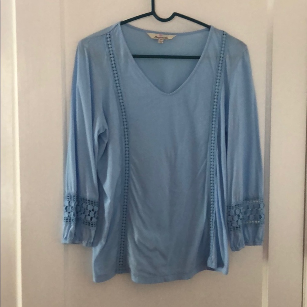 Margaritaville Baby Blue Long Sleeve Top Small